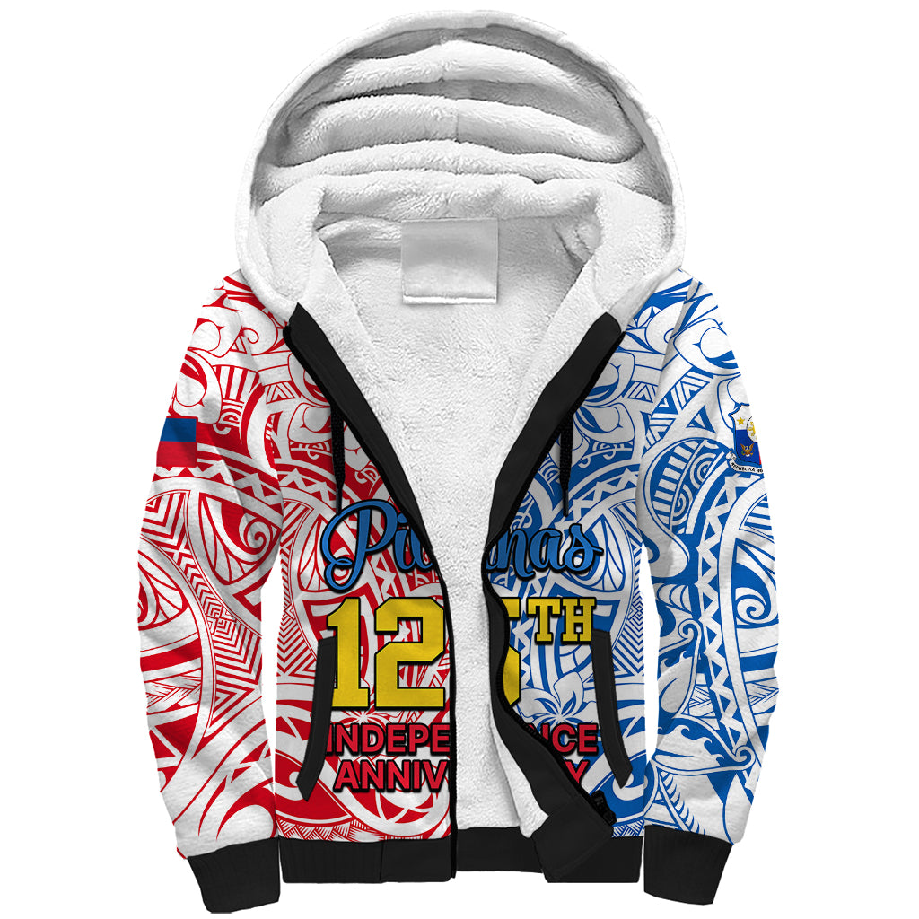Polynesian Philippines Sherpa Hoodie Pilipinas Flag Style for 125th Independence Anniversary White LT9 Unisex White - Polynesian Pride