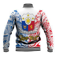 Personalised Polynesian Philippines Baseball Jacket Pilipinas Flag Style for 125th Independence Anniversary White LT9 - Polynesian Pride