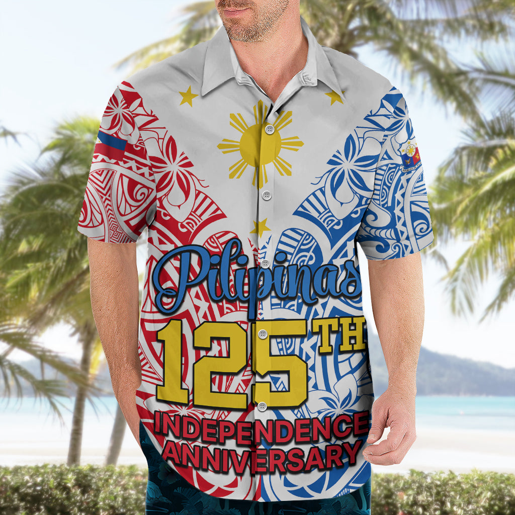 Personalised Polynesian Philippines Hawaiian Shirt Pilipinas Flag Style for 125th Independence Anniversary White LT9 - Polynesian Pride