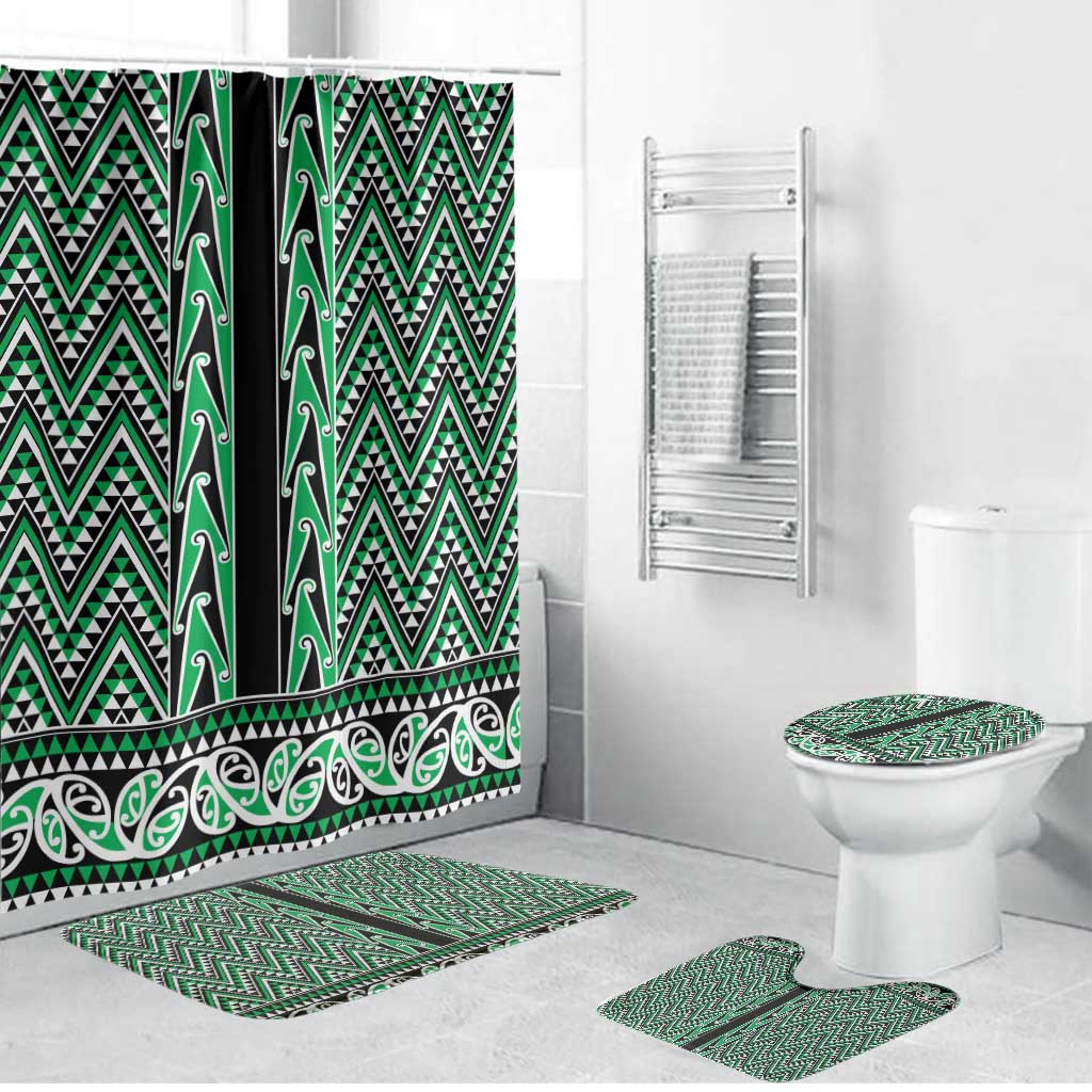 New Zealand Maori Niho Taniwha Bathroom Set Kakariki Mangopare and Puhoro Pattern - Polynesian Pride