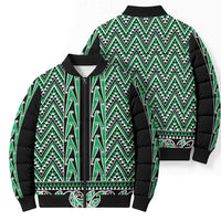 New Zealand Maori Niho Taniwha Bomber Puffer Jacket Kakariki Mangopare and Puhoro Pattern - Polynesian Pride