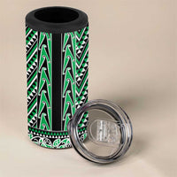 New Zealand Maori Niho Taniwha 4 in 1 Can Cooler Tumbler Kakariki Mangopare and Puhoro Pattern