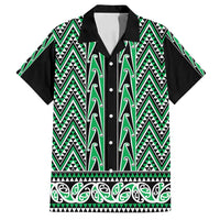 New Zealand Maori Niho Taniwha Family Matching Long Sleeve Bodycon Dress and Hawaiian Shirt Kakariki Mangopare and Puhoro Pattern LT9 Dad's Shirt - Short Sleeve Green - Polynesian Pride