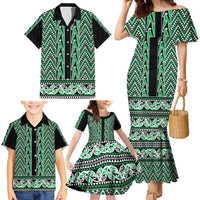 New Zealand Maori Niho Taniwha Family Matching Mermaid Dress and Hawaiian Shirt Kakariki Mangopare and Puhoro Pattern LT9 - Polynesian Pride