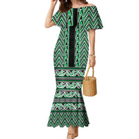 New Zealand Maori Niho Taniwha Family Matching Mermaid Dress and Hawaiian Shirt Kakariki Mangopare and Puhoro Pattern LT9 Mom's Dress Green - Polynesian Pride