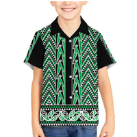 New Zealand Maori Niho Taniwha Family Matching Mermaid Dress and Hawaiian Shirt Kakariki Mangopare and Puhoro Pattern LT9 Son's Shirt Green - Polynesian Pride