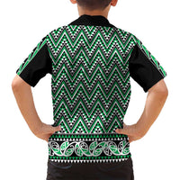 New Zealand Maori Niho Taniwha Family Matching Off Shoulder Maxi Dress and Hawaiian Shirt Kakariki Mangopare and Puhoro Pattern LT9 - Polynesian Pride