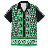 New Zealand Maori Niho Taniwha Family Matching Off Shoulder Short Dress and Hawaiian Shirt Kakariki Mangopare and Puhoro Pattern LT9 Dad's Shirt - Short Sleeve Green - Polynesian Pride