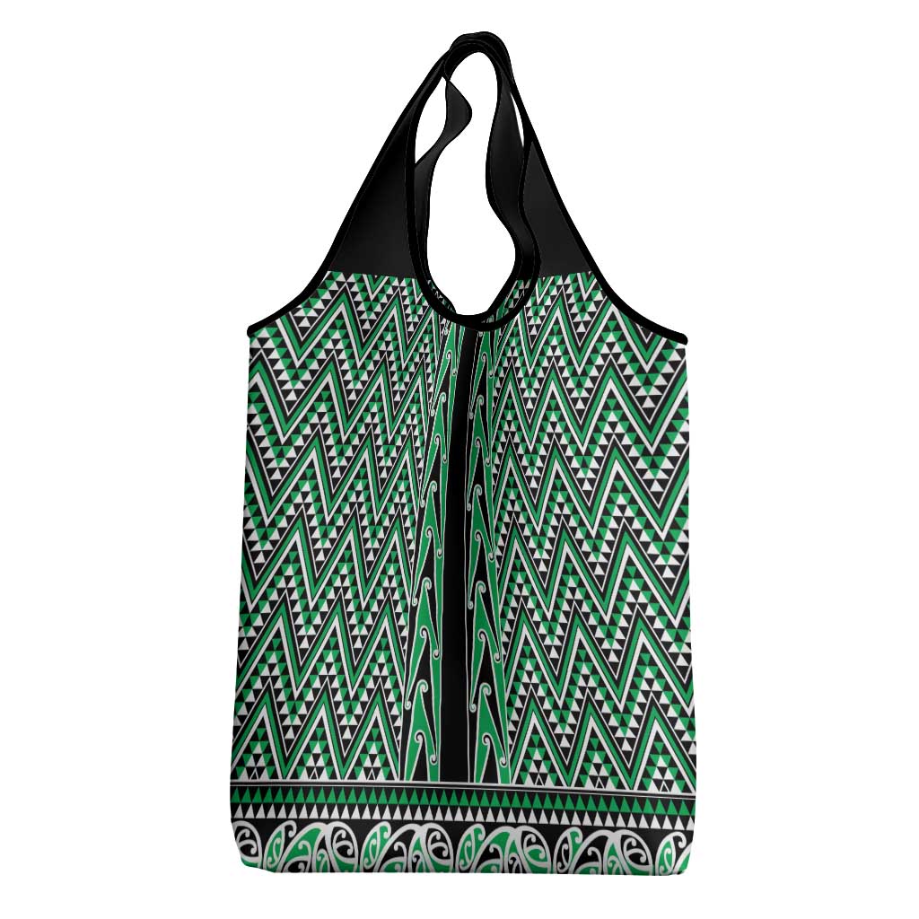 New Zealand Maori Niho Taniwha Grocery Bag Kakariki Mangopare and Puhoro Pattern