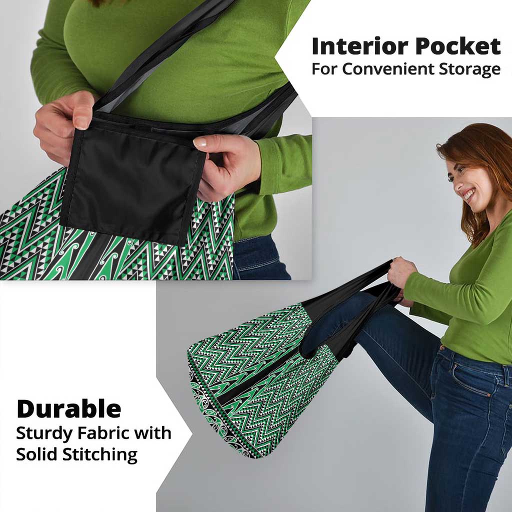 New Zealand Maori Niho Taniwha Grocery Bag Kakariki Mangopare and Puhoro Pattern