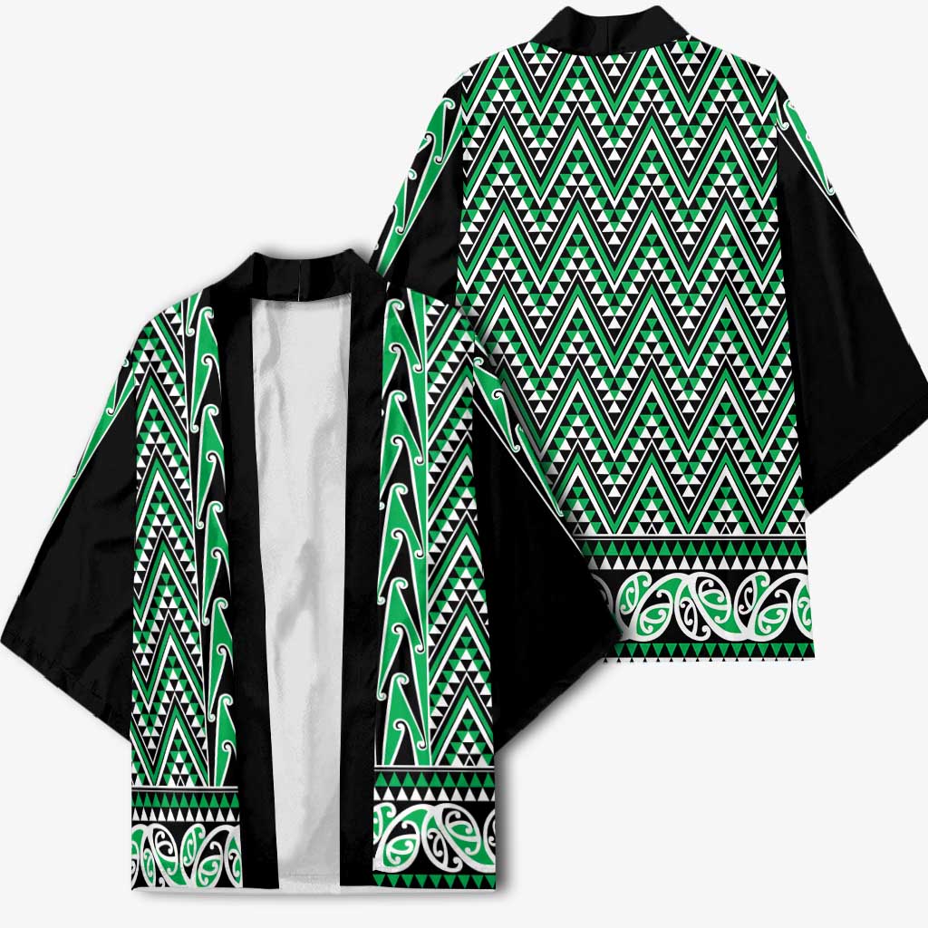 New Zealand Maori Niho Taniwha Kimono Kakariki Mangopare and Puhoro Pattern - Polynesian Pride