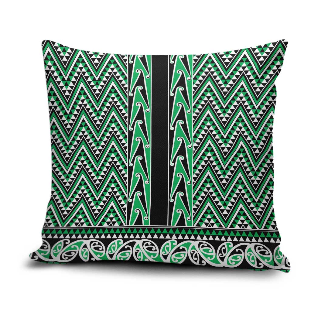 New Zealand Maori Niho Taniwha Pillow Cover Kakariki Mangopare and Puhoro Pattern - Polynesian Pride