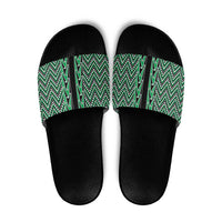 New Zealand Maori Niho Taniwha Slide Sandals Kakariki Mangopare and Puhoro Pattern - Polynesian Pride