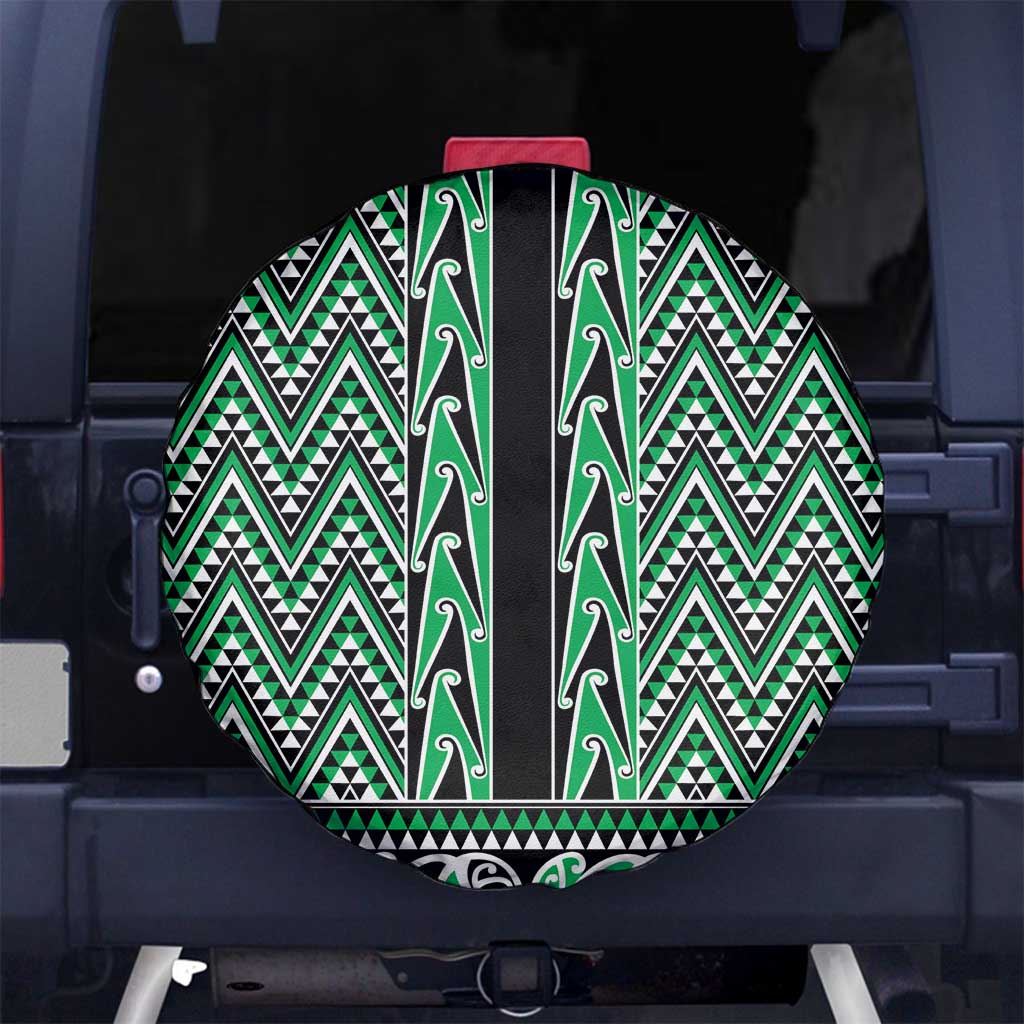 New Zealand Maori Niho Taniwha Spare Tire Cover Kakariki Mangopare and Puhoro Pattern