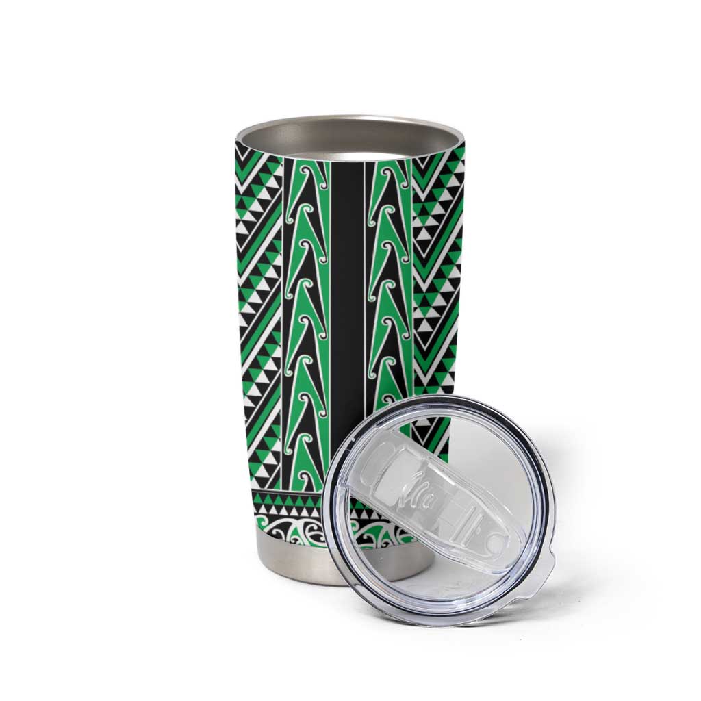 New Zealand Maori Niho Taniwha Tumbler Cup Kakariki Mangopare and Puhoro Pattern