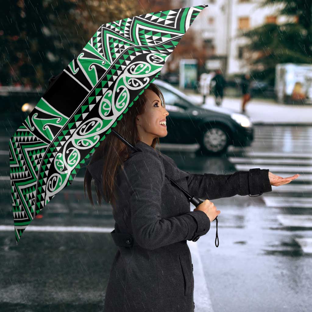 New Zealand Maori Niho Taniwha Umbrella Kakariki Mangopare and Puhoro Pattern - Polynesian Pride
