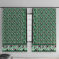 New Zealand Maori Niho Taniwha Window Curtain Kakariki Mangopare and Puhoro Pattern