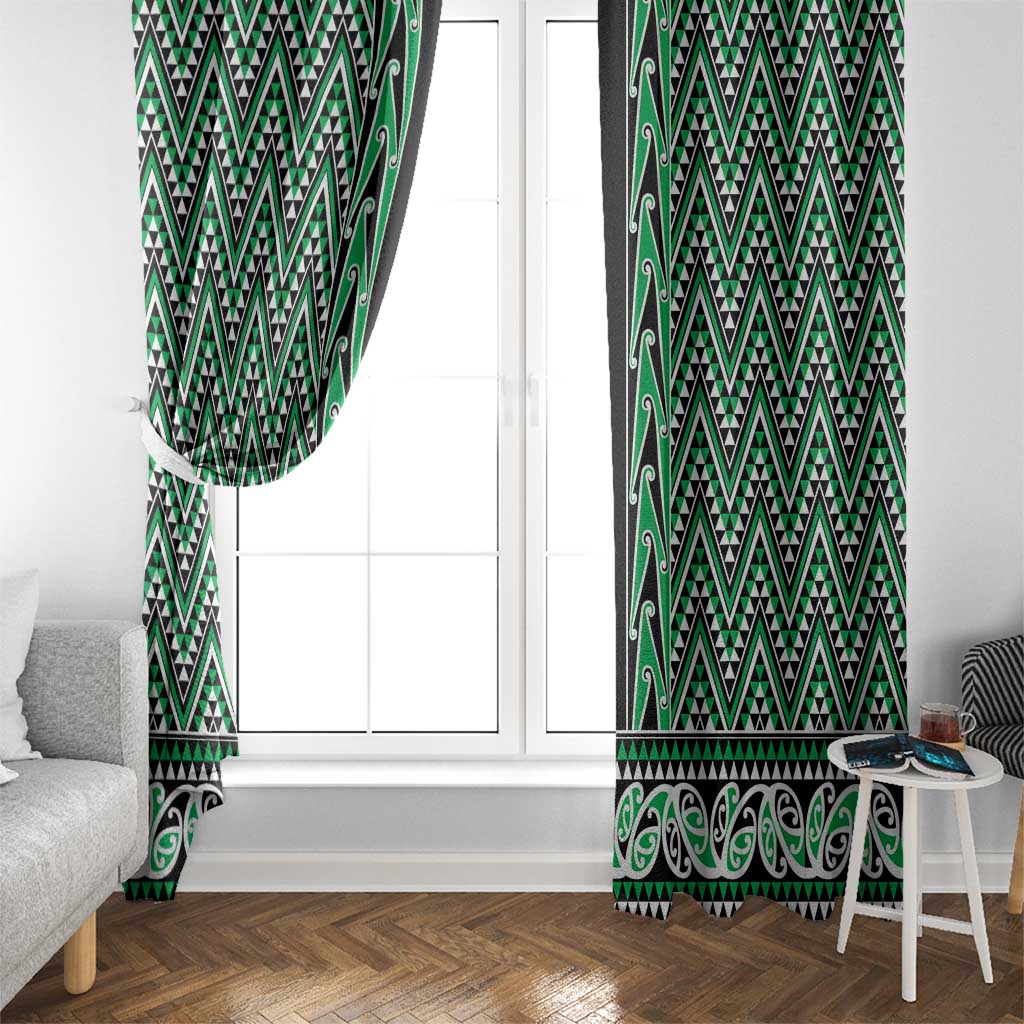 New Zealand Maori Niho Taniwha Window Curtain Kakariki Mangopare and Puhoro Pattern