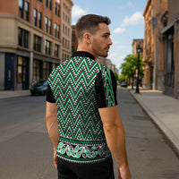 New Zealand Maori Niho Taniwha Zipper Polo Shirt Kakariki Mangopare and Puhoro Pattern - Polynesian Pride