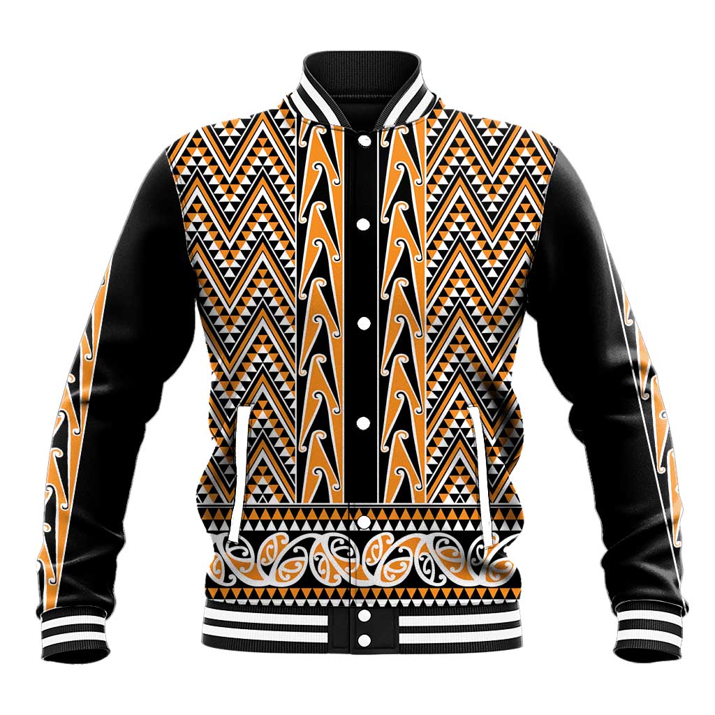 New Zealand Maori Niho Taniwha Baseball Jacket Karaka Mangopare and Puhoro Pattern