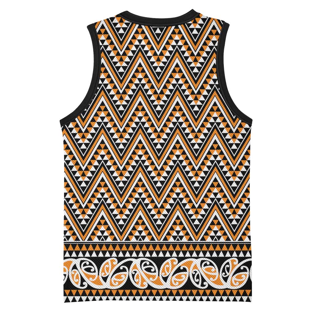 New Zealand Maori Niho Taniwha Basketball Jersey Karaka Mangopare and Puhoro Pattern - Polynesian Pride