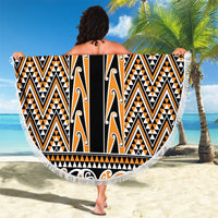 New Zealand Maori Niho Taniwha Beach Blanket Karaka Mangopare and Puhoro Pattern