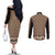 New Zealand Maori Niho Taniwha Couples Matching Off The Shoulder Long Sleeve Dress and Long Sleeve Button Shirt Karaka Mangopare and Puhoro Pattern