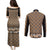 New Zealand Maori Niho Taniwha Couples Matching Puletasi and Long Sleeve Button Shirt Karaka Mangopare and Puhoro Pattern