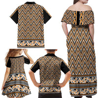 New Zealand Maori Niho Taniwha Family Matching Off Shoulder Maxi Dress and Hawaiian Shirt Karaka Mangopare and Puhoro Pattern LT9 - Polynesian Pride