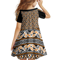 New Zealand Maori Niho Taniwha Family Matching Off Shoulder Short Dress and Hawaiian Shirt Karaka Mangopare and Puhoro Pattern LT9 - Polynesian Pride