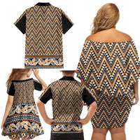 New Zealand Maori Niho Taniwha Family Matching Off Shoulder Short Dress and Hawaiian Shirt Karaka Mangopare and Puhoro Pattern LT9 - Polynesian Pride