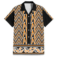 New Zealand Maori Niho Taniwha Family Matching Short Sleeve Bodycon Dress and Hawaiian Shirt Karaka Mangopare and Puhoro Pattern LT9 Dad's Shirt - Short Sleeve Gold - Polynesian Pride