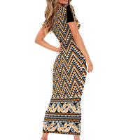 New Zealand Maori Niho Taniwha Family Matching Short Sleeve Bodycon Dress and Hawaiian Shirt Karaka Mangopare and Puhoro Pattern LT9 - Polynesian Pride