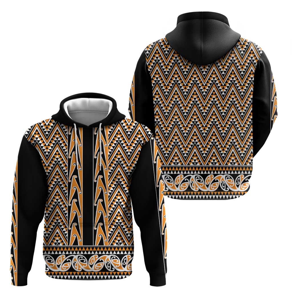 New Zealand Maori Niho Taniwha Hoodie Karaka Mangopare and Puhoro Pattern