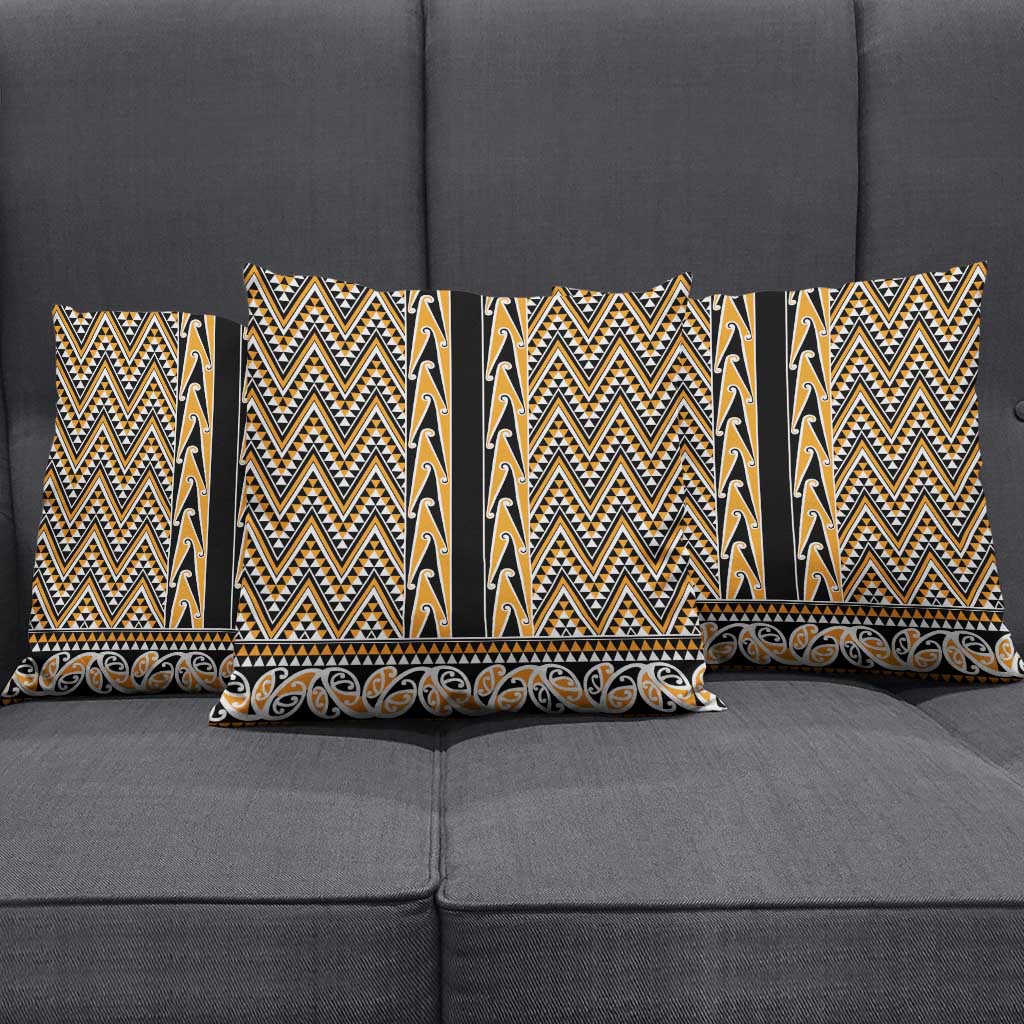 New Zealand Maori Niho Taniwha Pillow Cover Karaka Mangopare and Puhoro Pattern - Polynesian Pride