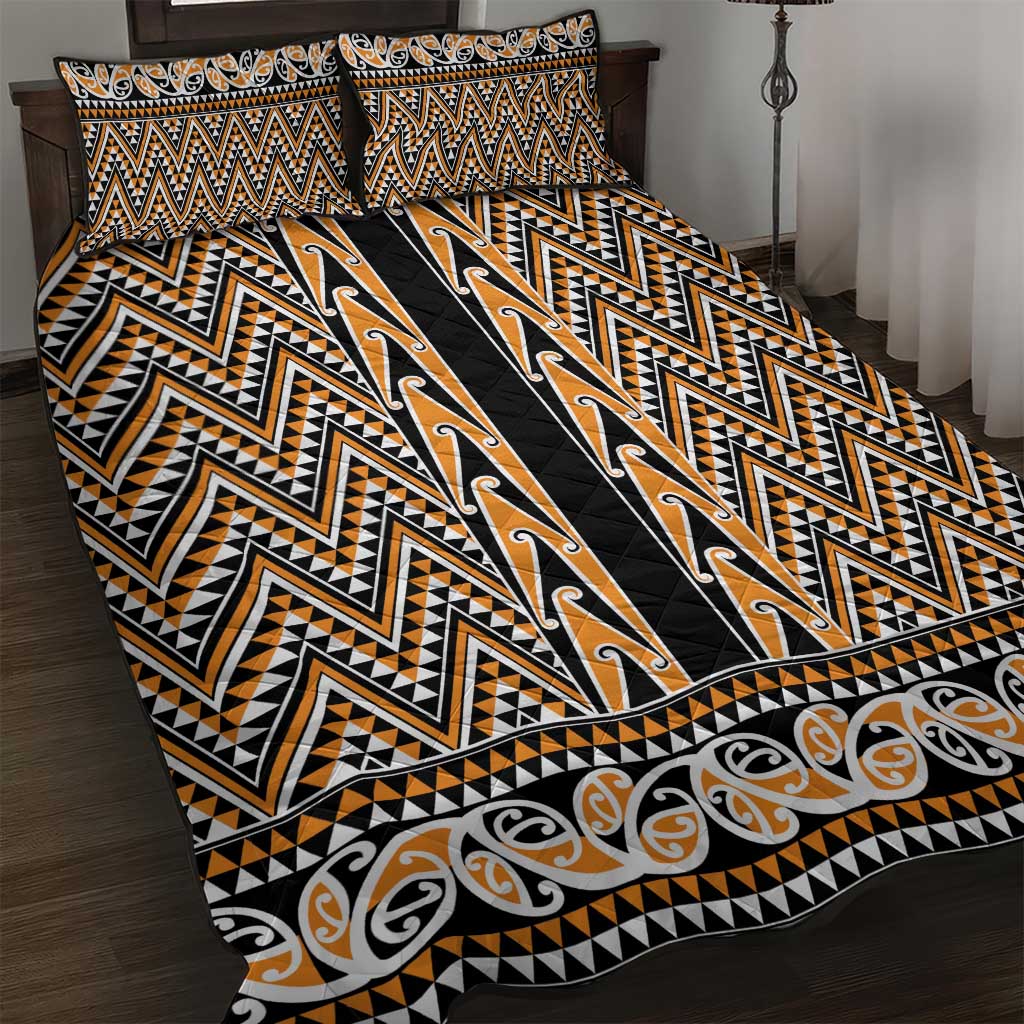 New Zealand Maori Niho Taniwha Quilt Bed Set Karaka Mangopare and Puhoro Pattern