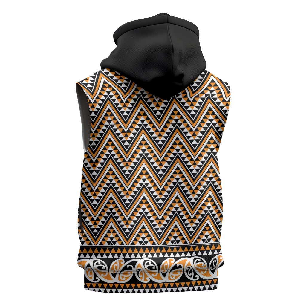New Zealand Maori Niho Taniwha Sleeveless Zip Hoodie Karaka Mangopare and Puhoro Pattern - Polynesian Pride