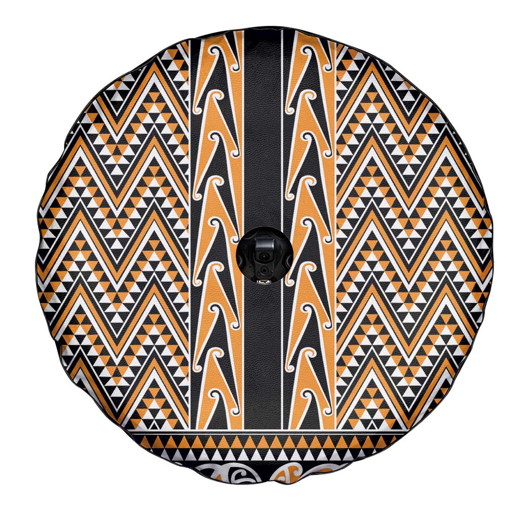 New Zealand Maori Niho Taniwha Spare Tire Cover Karaka Mangopare and Puhoro Pattern
