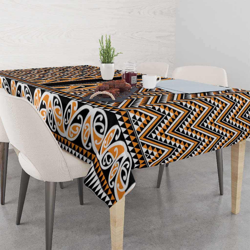 New Zealand Maori Niho Taniwha Tablecloth Karaka Mangopare and Puhoro Pattern