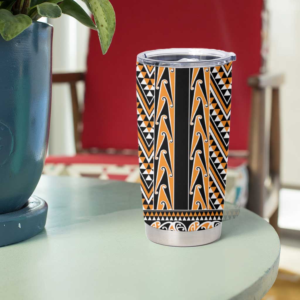 New Zealand Maori Niho Taniwha Tumbler Cup Karaka Mangopare and Puhoro Pattern