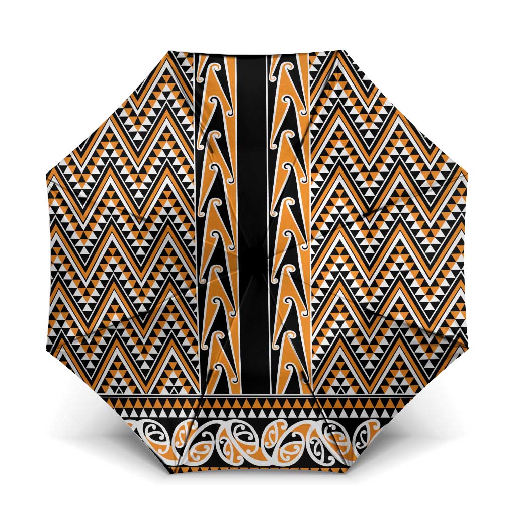 New Zealand Maori Niho Taniwha Umbrella Karaka Mangopare and Puhoro Pattern - Polynesian Pride