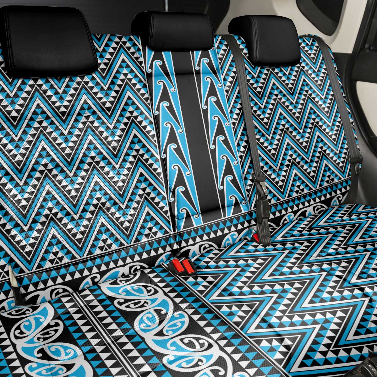 New Zealand Maori Niho Taniwha Back Car Seat Cover Kikorangi Mangopare and Puhoro Pattern
