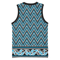 New Zealand Maori Niho Taniwha Basketball Jersey Kikorangi Mangopare and Puhoro Pattern - Polynesian Pride