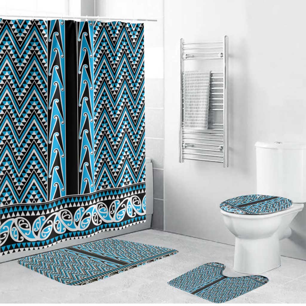 New Zealand Maori Niho Taniwha Bathroom Set Kikorangi Mangopare and Puhoro Pattern - Polynesian Pride