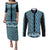 New Zealand Maori Niho Taniwha Couples Matching Puletasi and Long Sleeve Button Shirt Kikorangi Mangopare and Puhoro Pattern