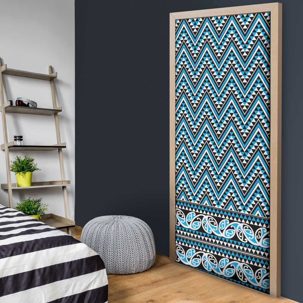 New Zealand Maori Niho Taniwha Door Cover Kikorangi Mangopare and Puhoro Pattern - Polynesian Pride