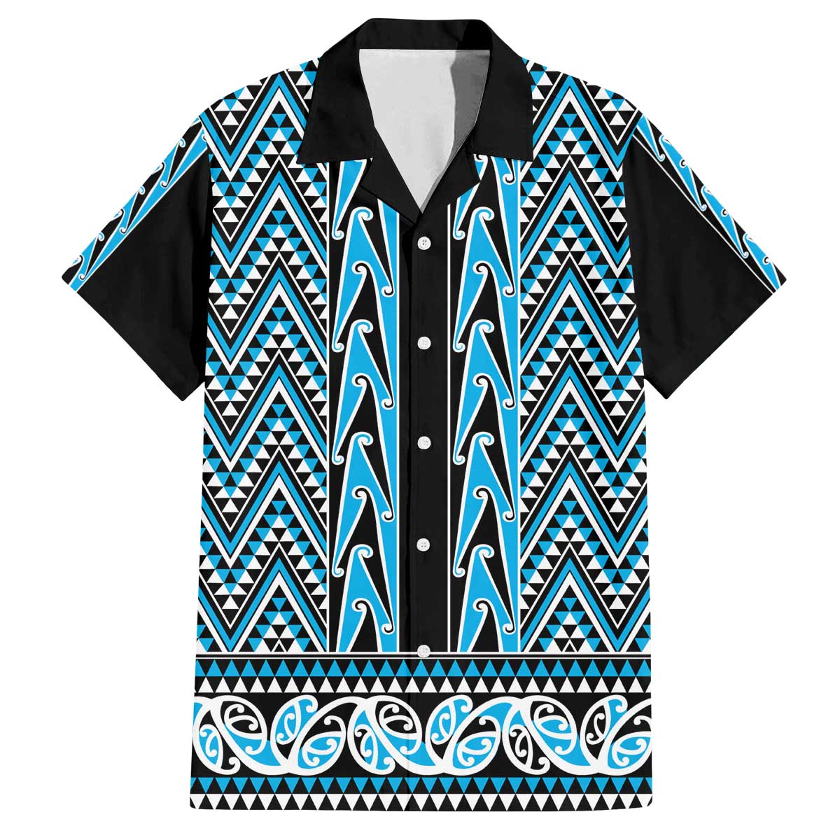 New Zealand Maori Niho Taniwha Family Matching Off The Shoulder Long Sleeve Dress and Hawaiian Shirt Kikorangi Mangopare and Puhoro Pattern