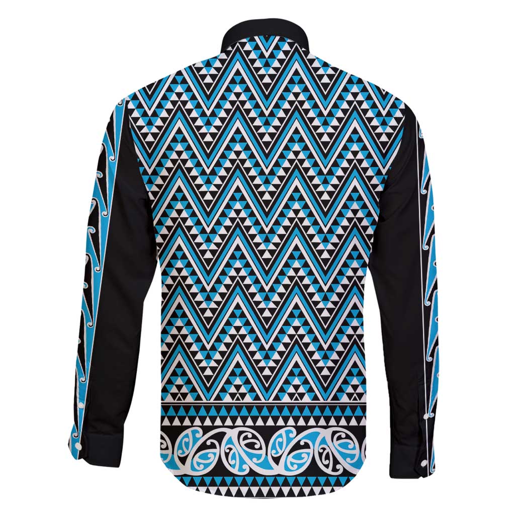 New Zealand Maori Niho Taniwha Family Matching Off Shoulder Maxi Dress and Hawaiian Shirt Kikorangi Mangopare and Puhoro Pattern LT9 - Polynesian Pride
