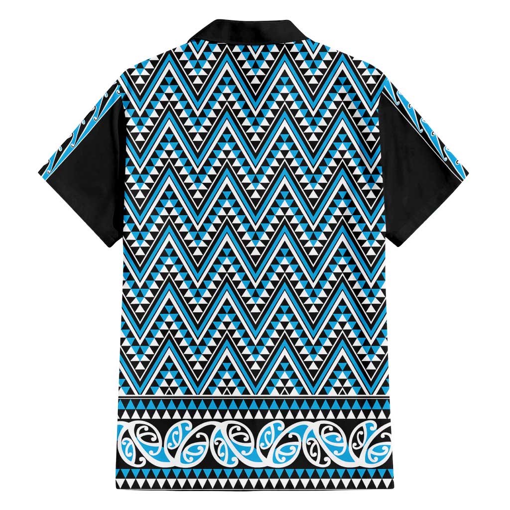 New Zealand Maori Niho Taniwha Family Matching Off Shoulder Short Dress and Hawaiian Shirt Kikorangi Mangopare and Puhoro Pattern LT9 - Polynesian Pride