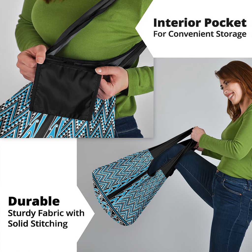 New Zealand Maori Niho Taniwha Grocery Bag Kikorangi Mangopare and Puhoro Pattern